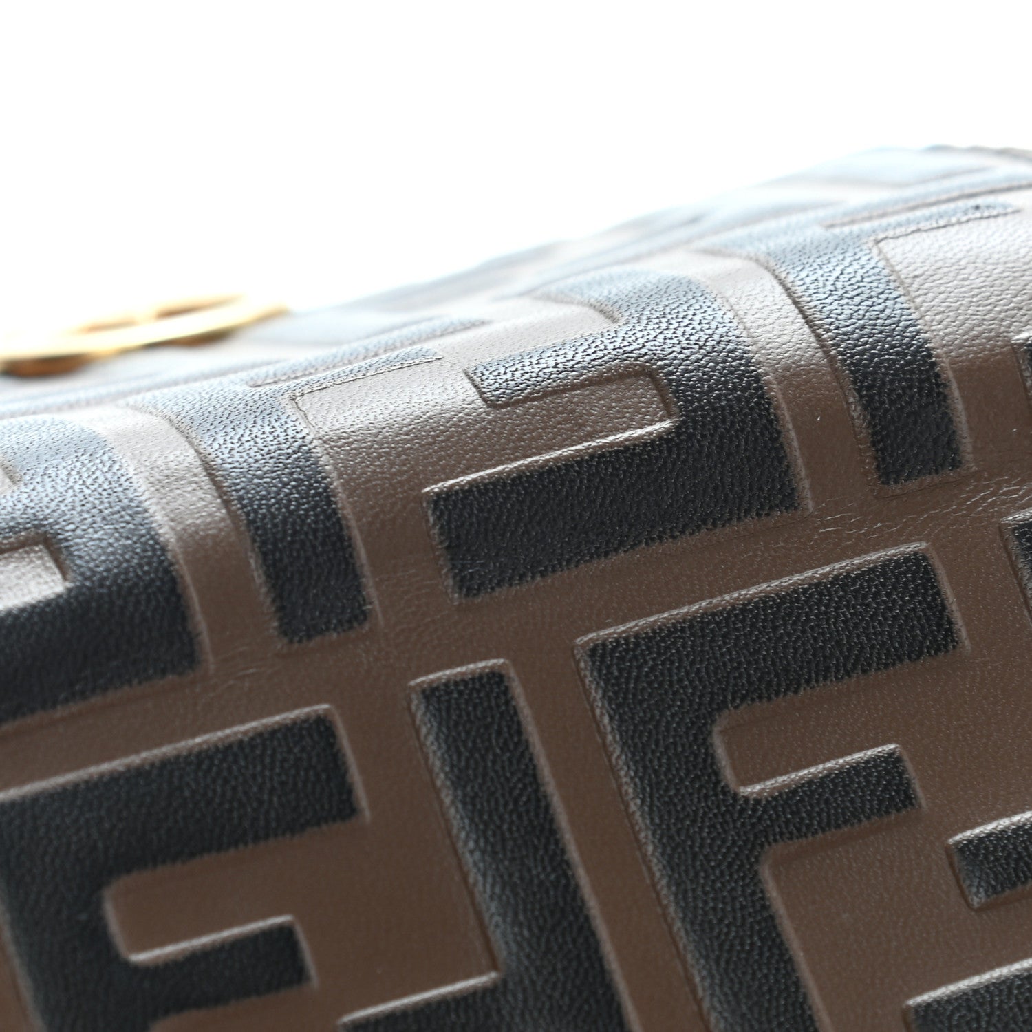 Fendi Vitello Soft F is Fendi Bi-Color FF 1974 Embossed Geometric Flap Wallet on Chain Maya Black 10 of 11