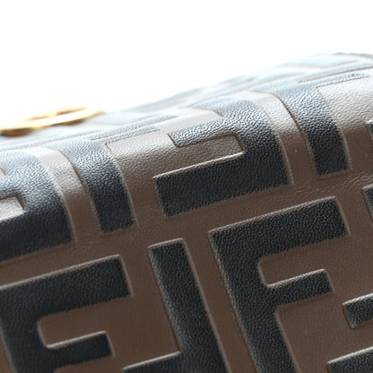 Fendi Vitello Soft F is Fendi Bi-Color FF 1974 Embossed Geometric Flap Wallet on Chain Maya Black 10 of 11