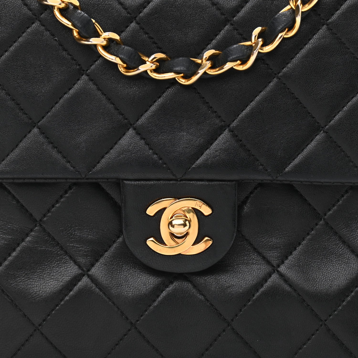 Chanel Lambskin Quilted Mini Square Flap Bag Black 8 of 10