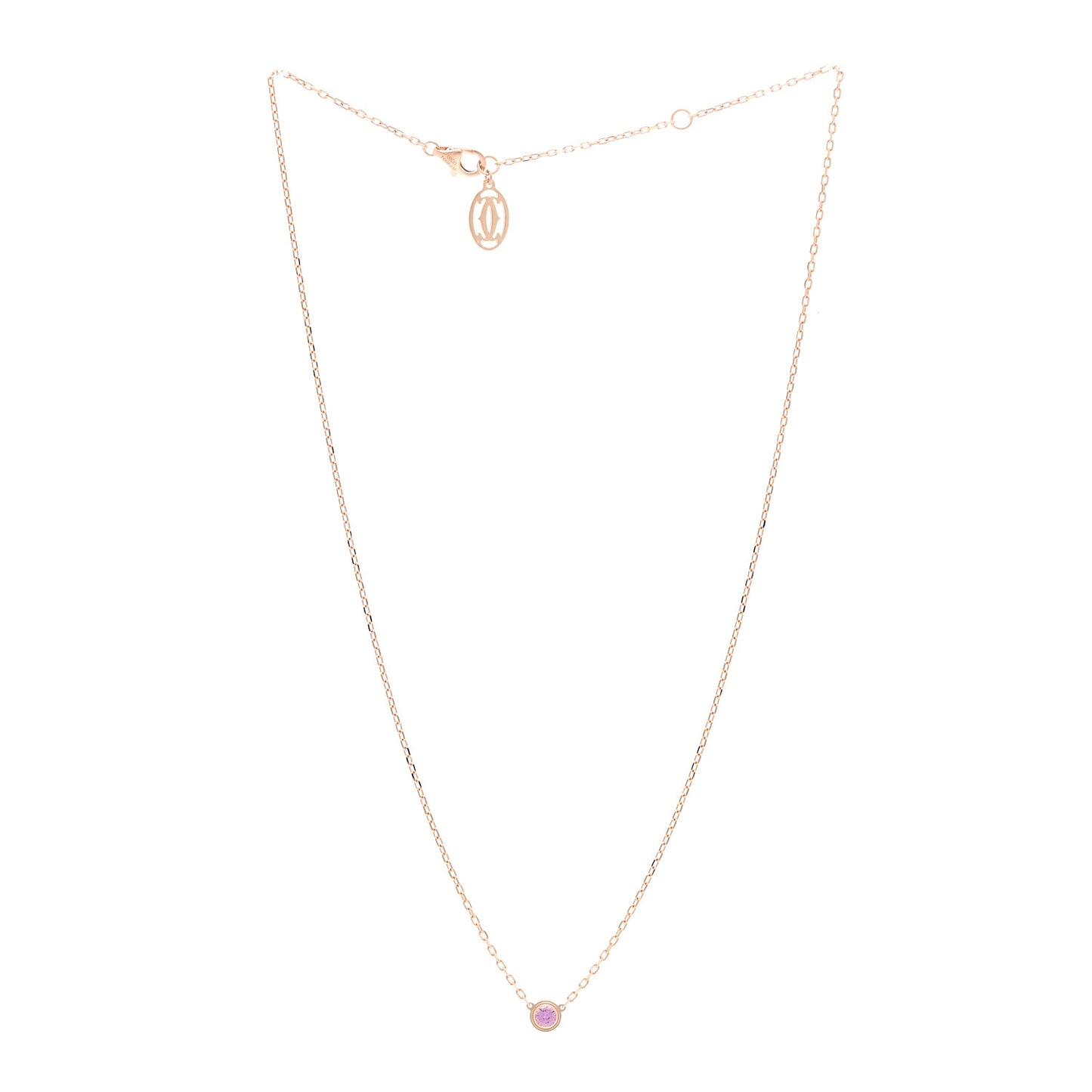 18K Pink Gold Pink Sapphire D'Amour Pendant Necklace