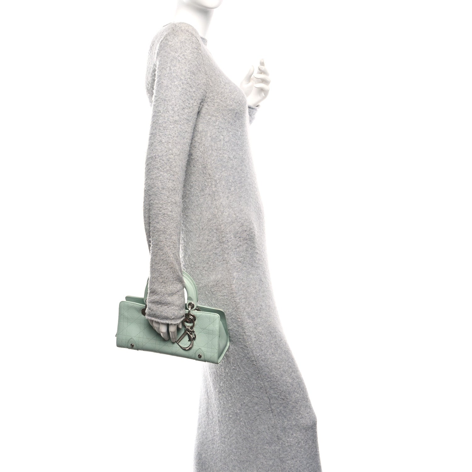 Christian Dior Calfskin Cannage Stitched Small East West Lady Dior Mint Green 2 of 15