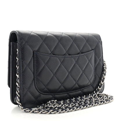 Chanel Caviar Quilted Wallet on Chain WOC Navy Blue 3 of 11