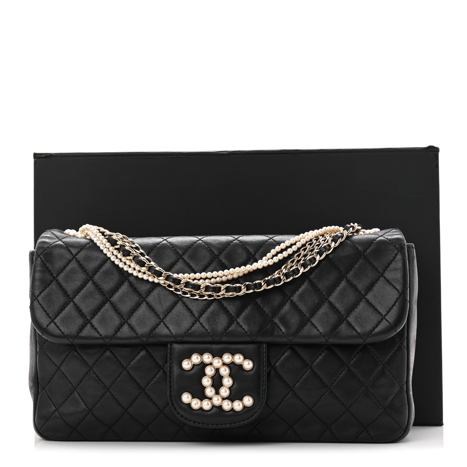 Chanel Lambskin Medium Westminster Pearl Flap Black 11 of 11