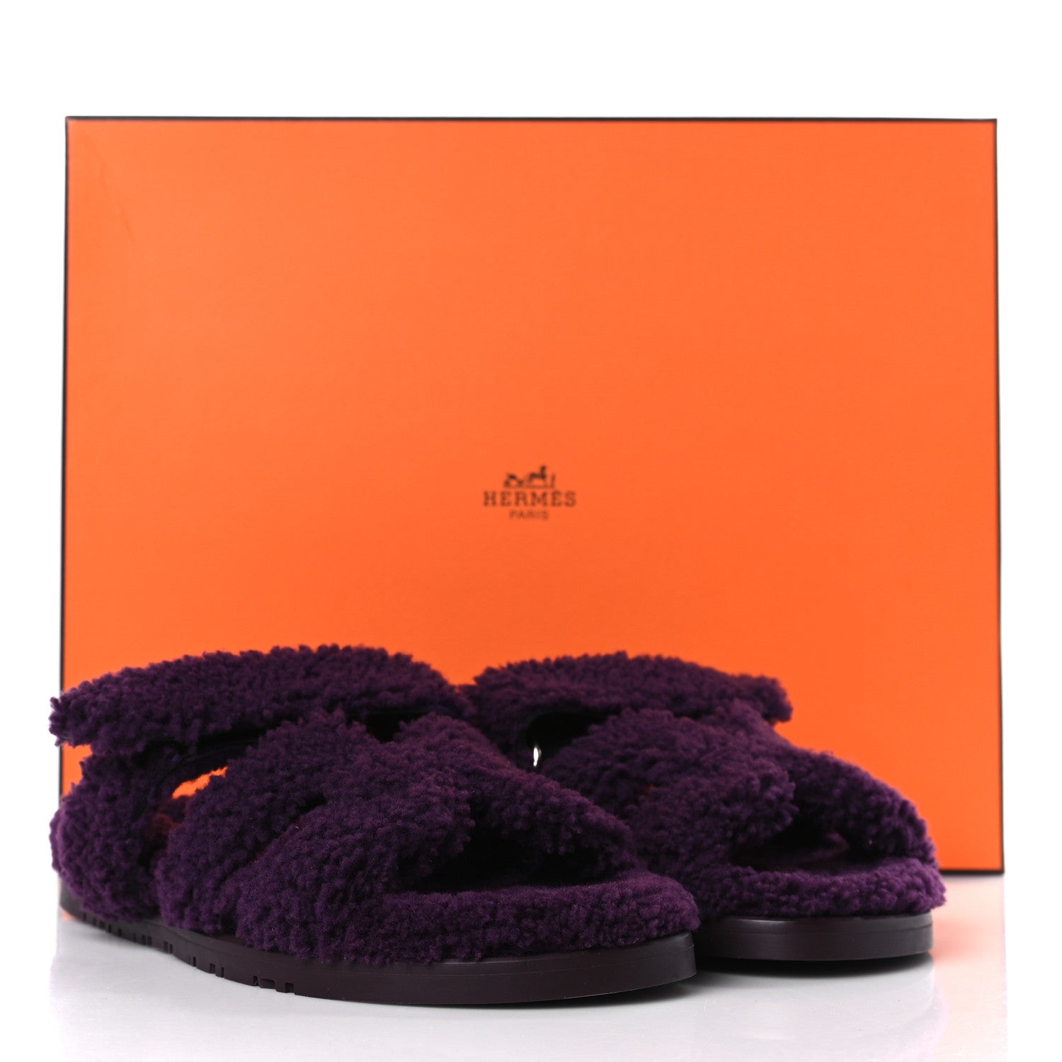 Hermes Woolskin Womens Chypre Sandals 37 Violet Fonce 7 of 7