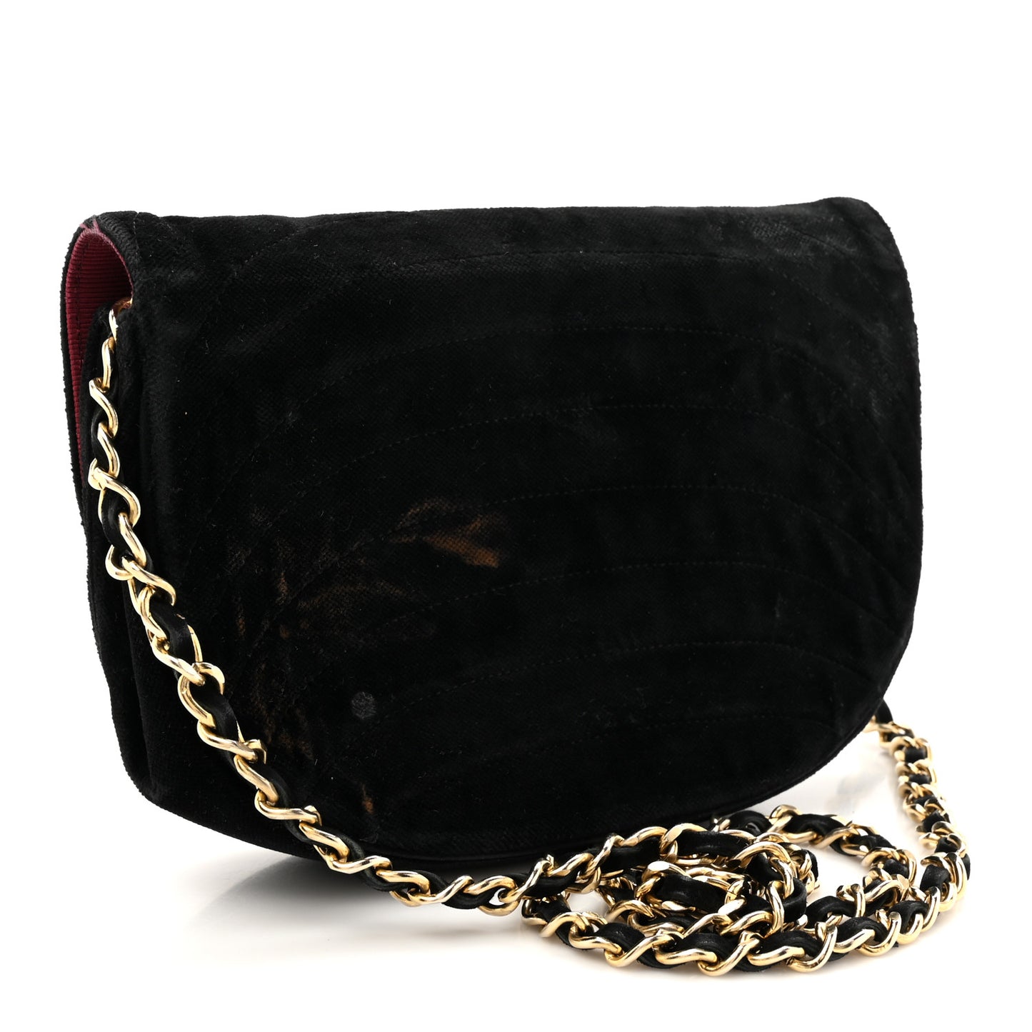 Velvet Horizontal Quilted Small Single Flap Black