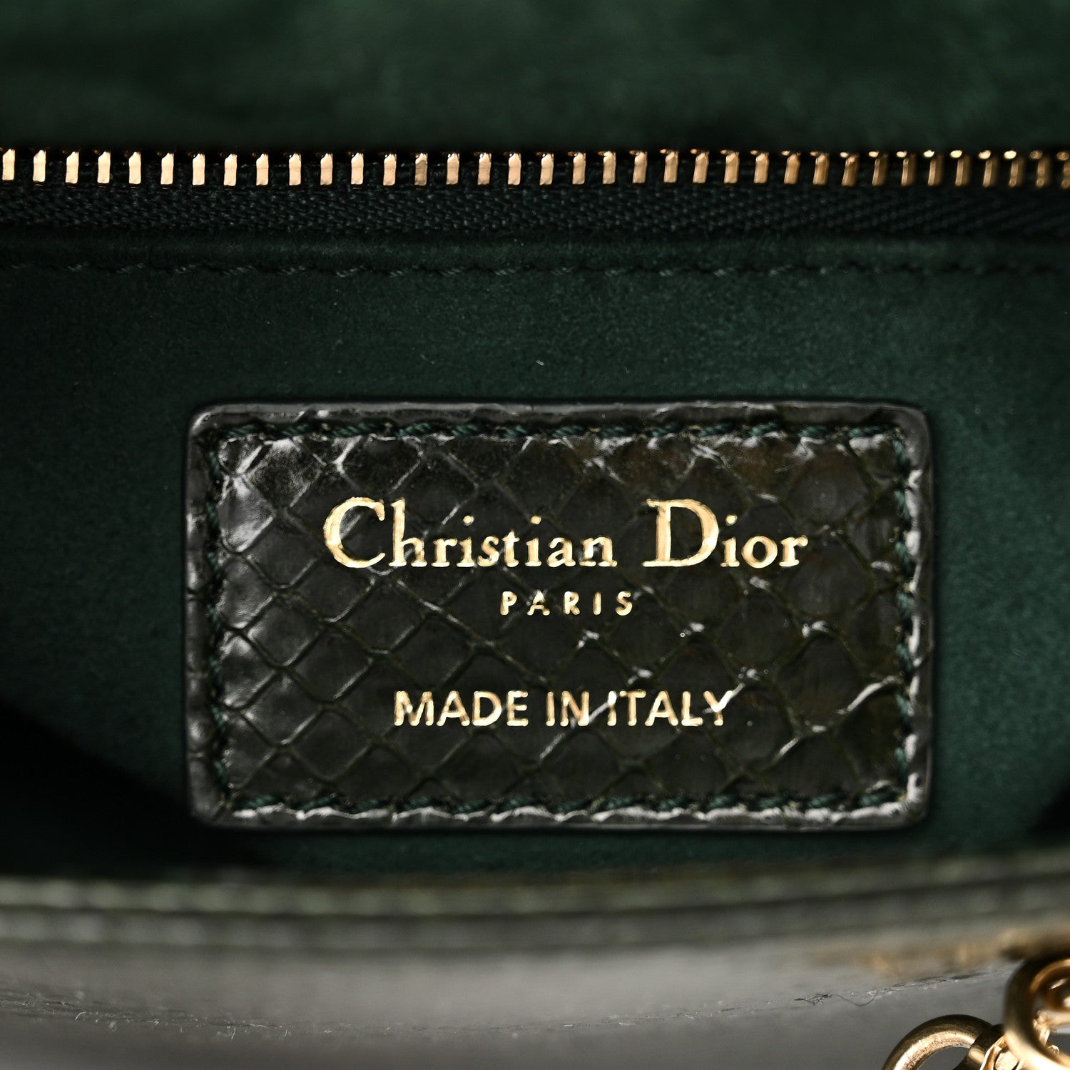 Christian Dior Shiny Snakeskin Mini Lady Dior Emerald Green 8 of 17