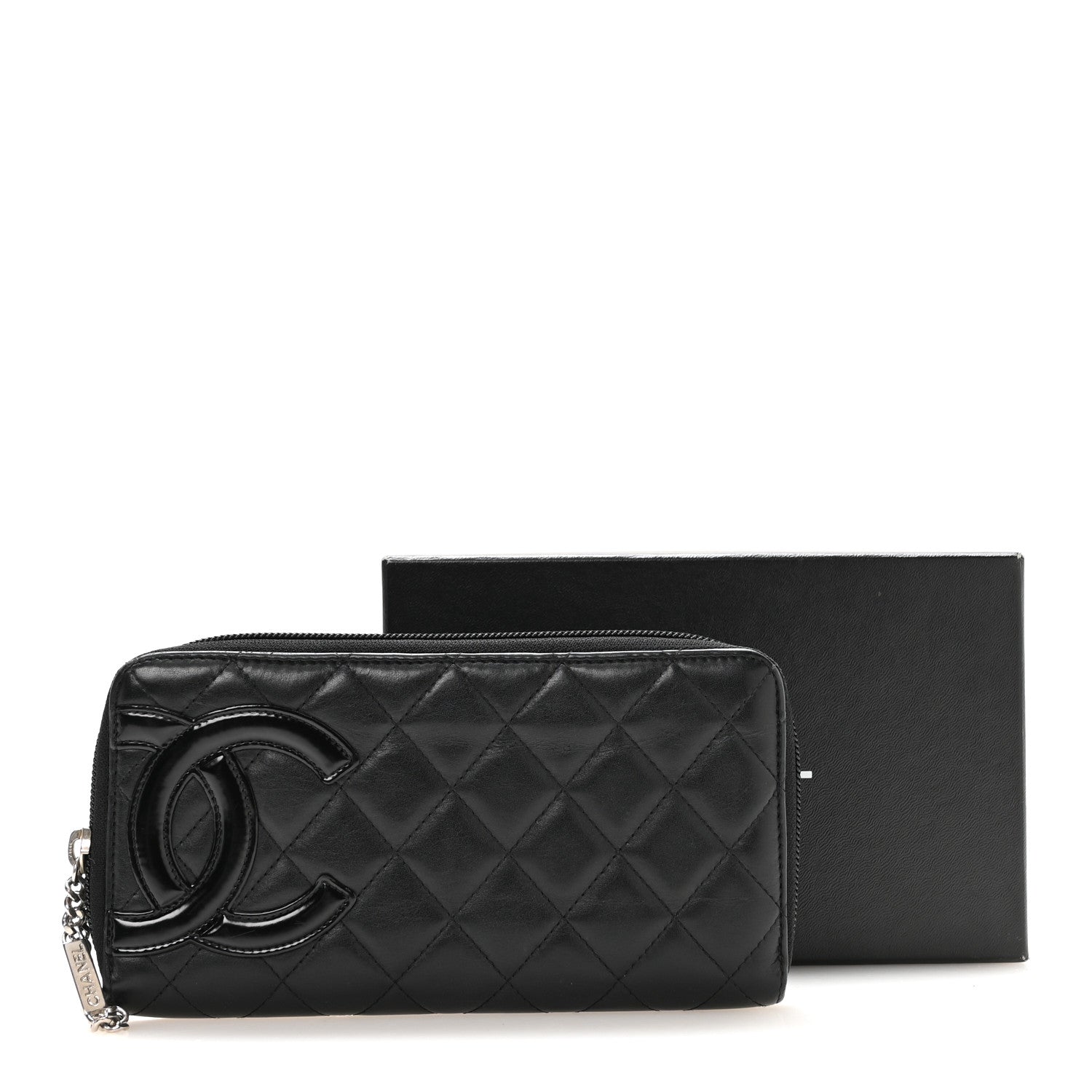 Chanel Calfskin Quilted Cambon Large Gusset Zip Around Wallet Black 9 of 9
