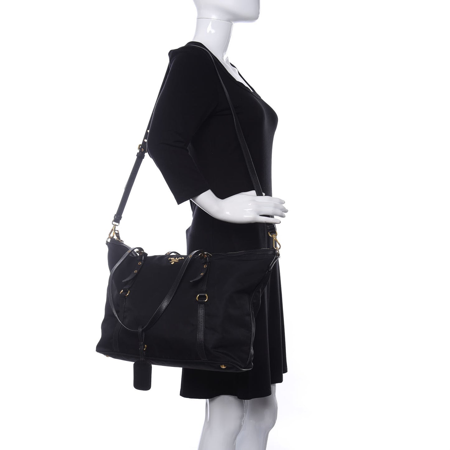 Tessuto Nylon Saffiano Tote Black