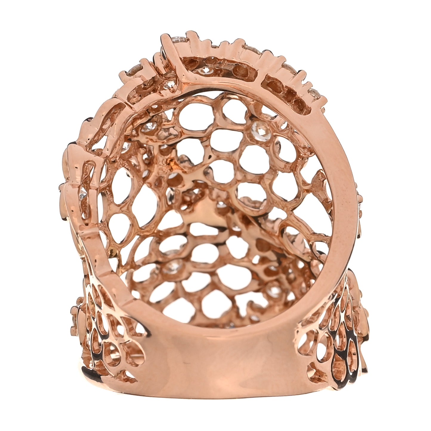 18K Rose Gold Diamond 1.33ctw Flower Mesh Ring 54 7