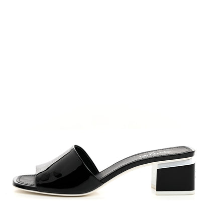 Chanel Patent CC Mules 40 Black White 1 of 8