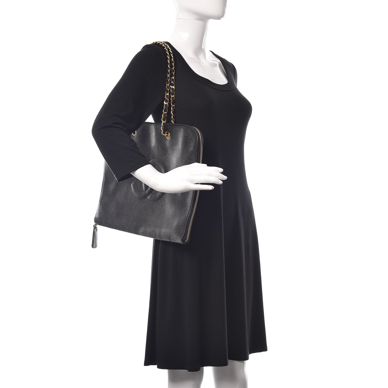 Chanel Caviar Large CC Shoulder Bag Black 2 of 7