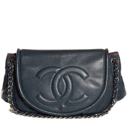 Chanel Caviar Half Moon Large Flap Navy 1 of 8