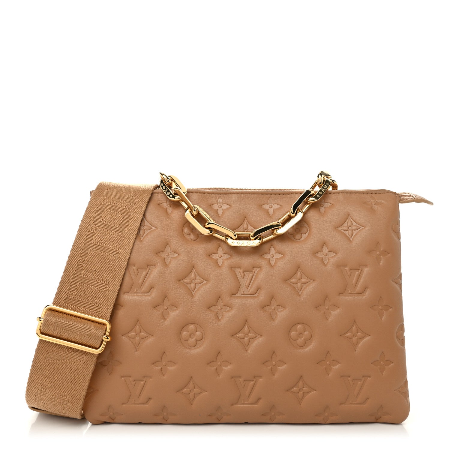 Louis Vuitton Lambskin Embossed Monogram Coussin PM Camel 1 of 11