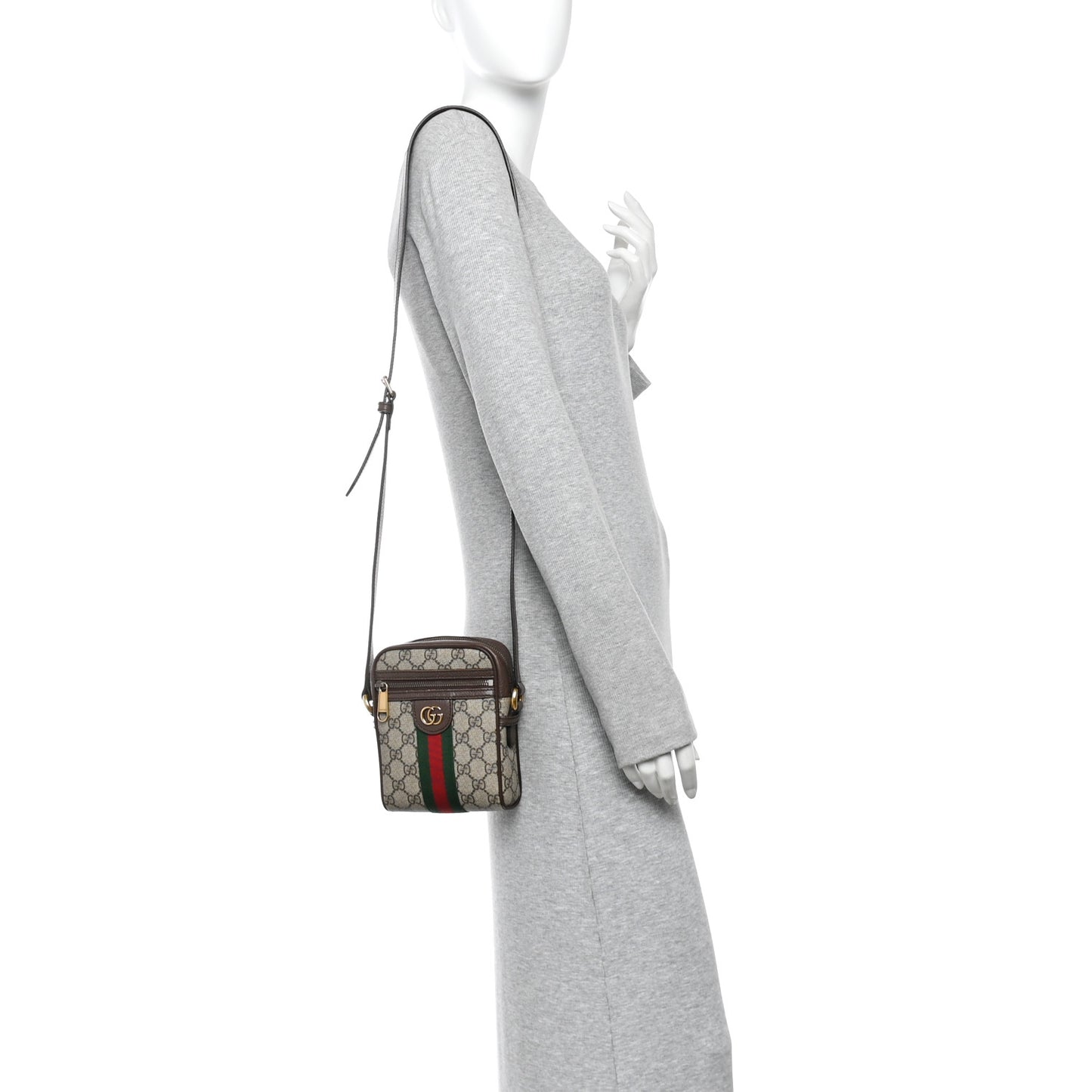 GG Supreme Monogram Web Mini Ophidia Messenger Brown