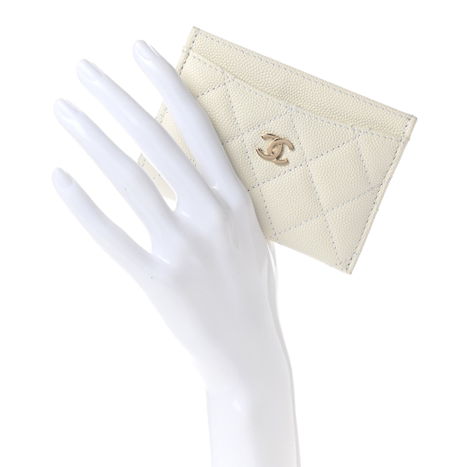 Chanel Caviar Quilted Card Holder White 2 of 8