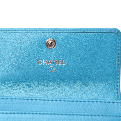 Chanel Goatskin Camellia Embossed Card Holder Turquoise 6 of 11