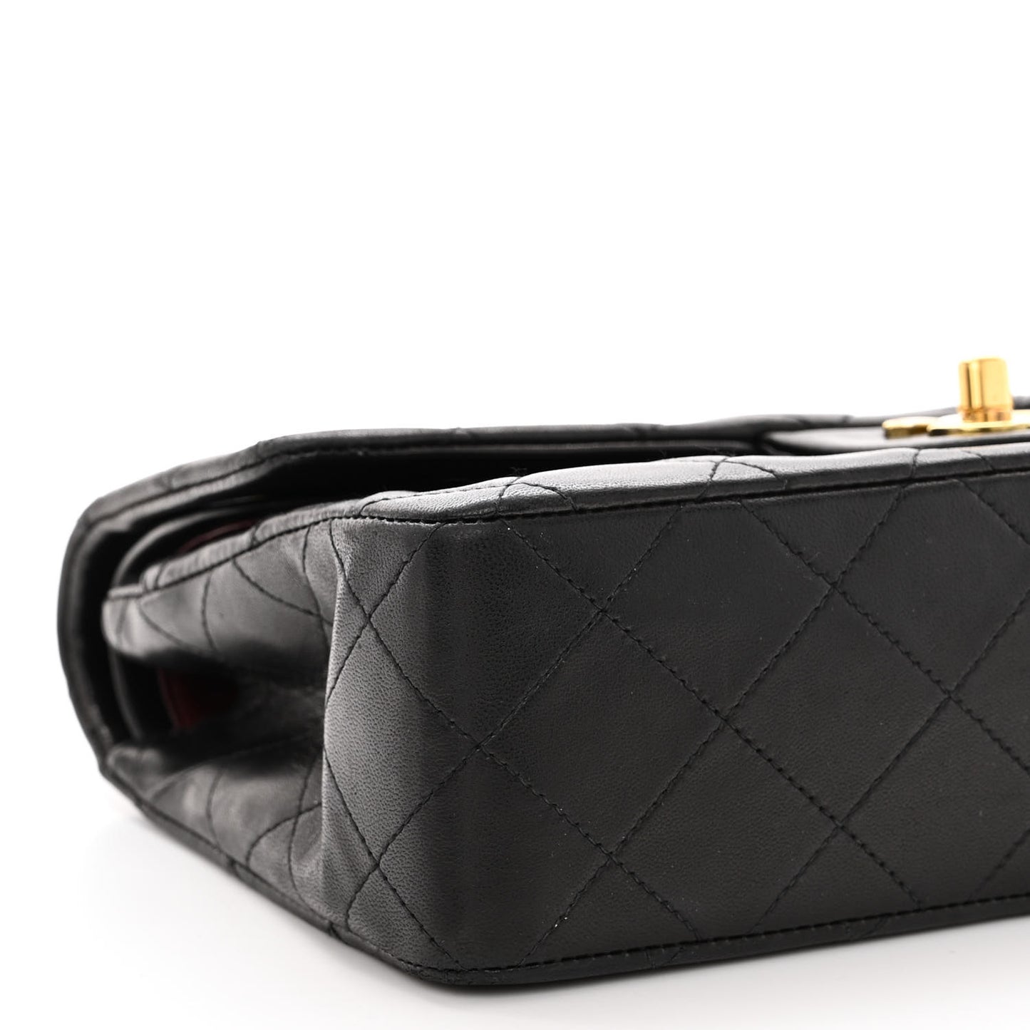 Lambskin Quilted Small Double Flap Black
