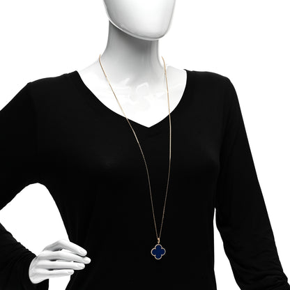 Van Cleef & Arpels 18K Yellow Gold Blue Agate Magic Alhambra Long Necklace 2 of 5