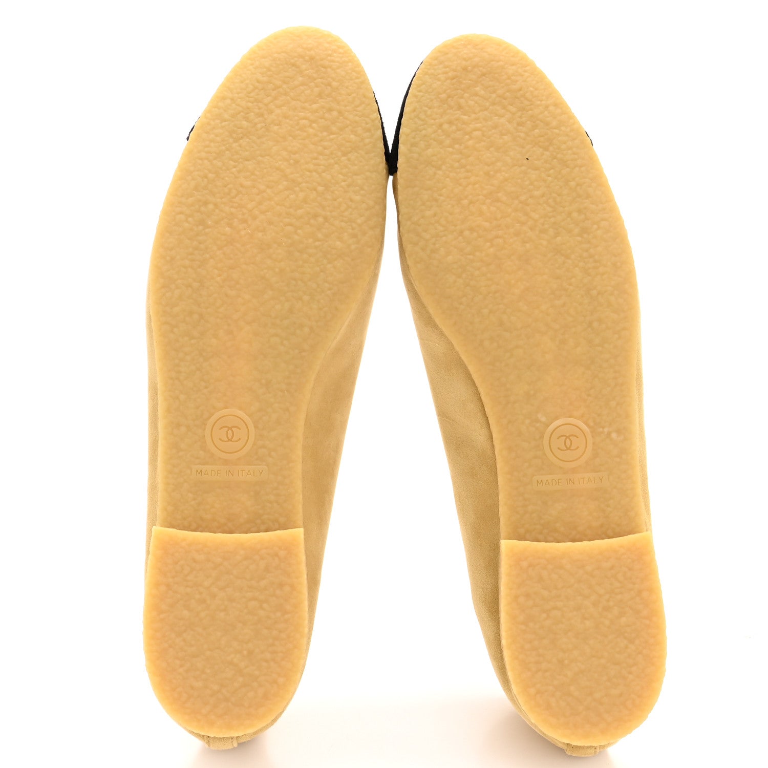 Chanel Suede Cap Toe CC Ballerina Flats 39 Beige Black 6 of 9