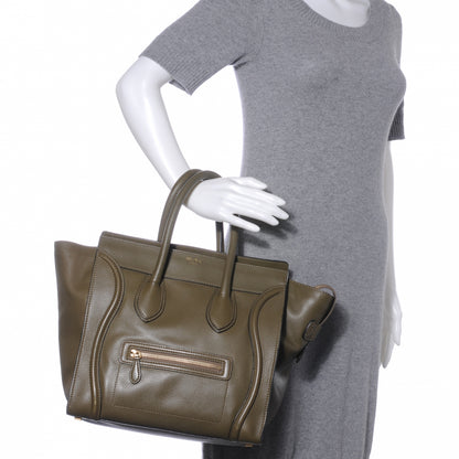 Celine Drummed Calfskin Mini Luggage Olive Green 2 of 9