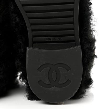 Chanel Shearling Sheepskin High Boots 36.5 Black 8 of 10