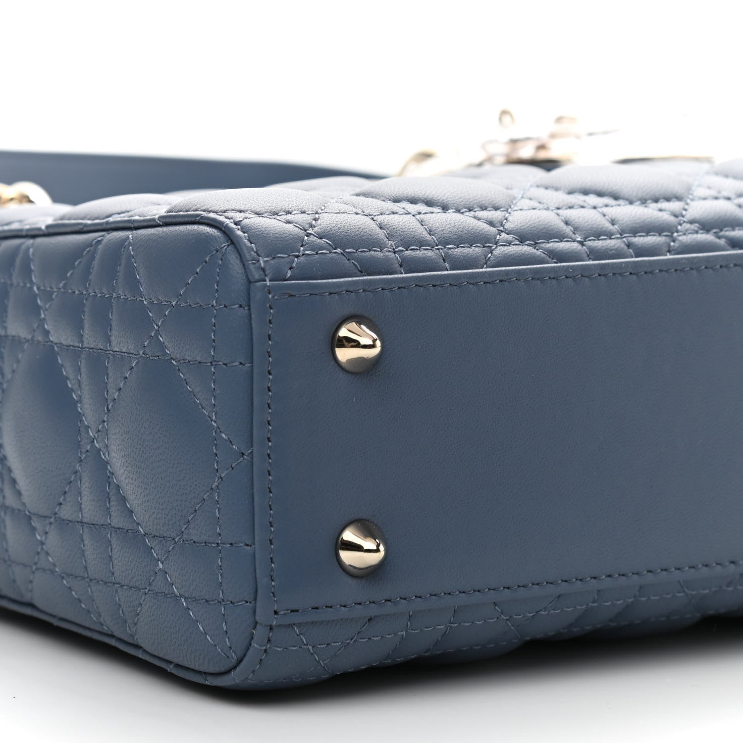 Christian Dior Lambskin Cannage Small Lady Dior Denim 9 of 10