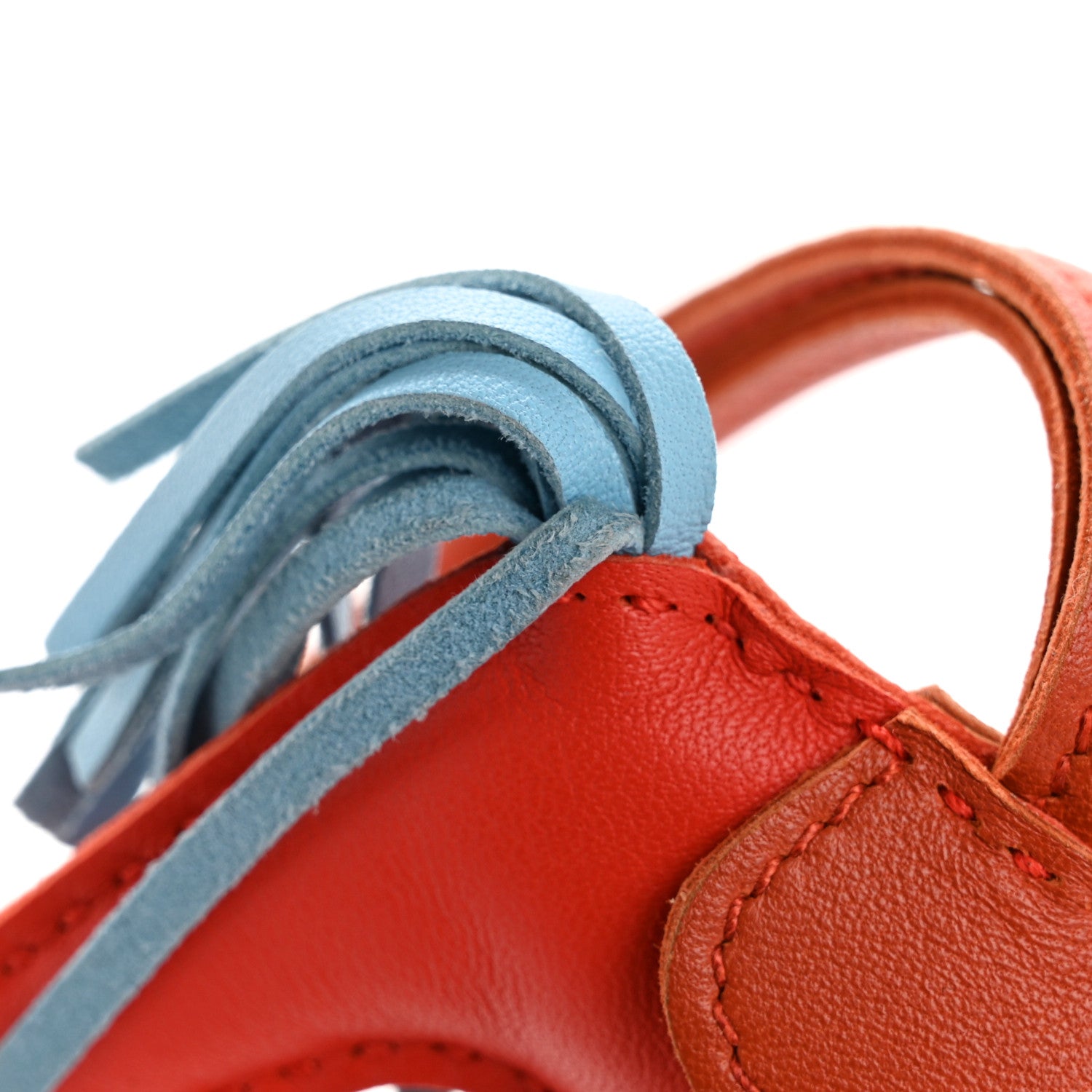 Hermes Milo Lambskin Grigri Rodeo Horse Bag Charm PM Capucine Celeste Cornaline 6 of 7