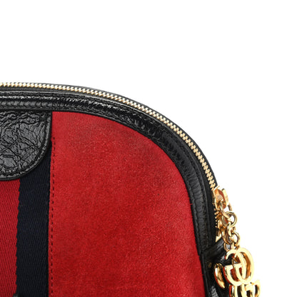 Gucci Suede Patent Web GG Small Ophidia Dome Shoulder Bag Hibiscus Red 14 of 15