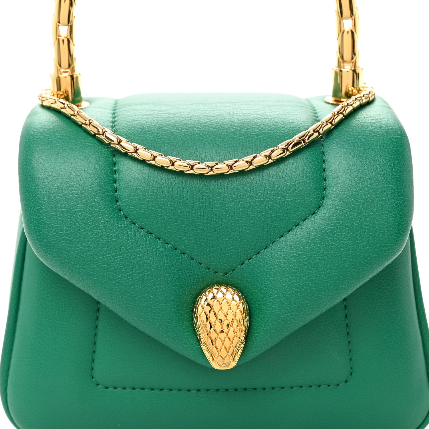 Bulgari Calfskin Serpenti Reverse Micro Top Handle Emerald Green 7 of 10