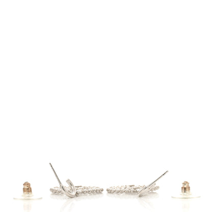 Chanel Metal Bead Round CC Drop Earrings Silver 3 of 5