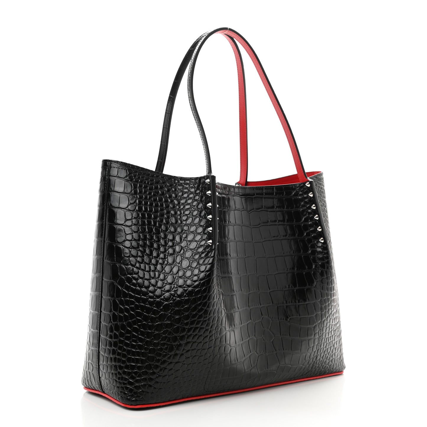 Calfskin Crocodile Embossed Spikes Large Cabarock Black