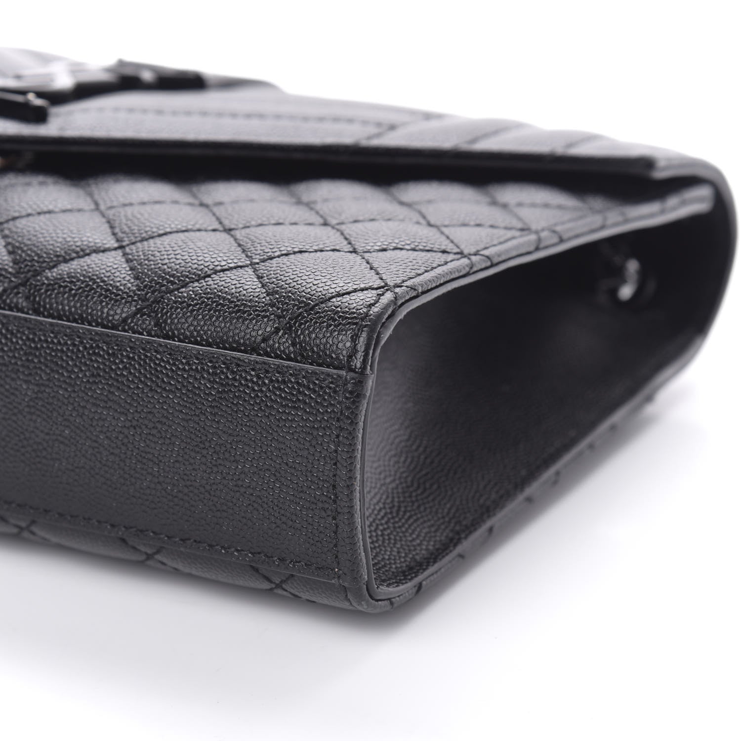 Saint Laurent Grain De Poudre Textured Mixed Matelasse Triquilt Medium Monogram Satchel Black 8 of 9