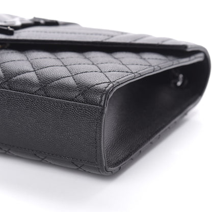 Saint Laurent Grain De Poudre Textured Mixed Matelasse Triquilt Medium Monogram Satchel Black 8 of 9