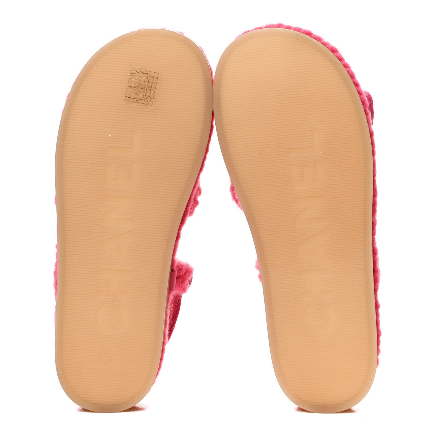 Cord Lambskin Quilted Logo Sandals 37 Pink