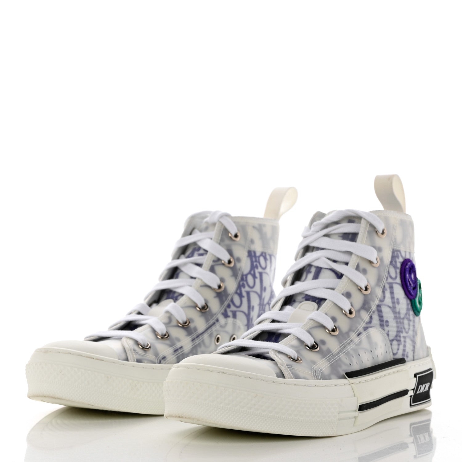 Christian Dior X KENNY SCARF Technical Canvas Oblique Patch Mens B23 High Top Sneakers 37 White Blue 3 of 9