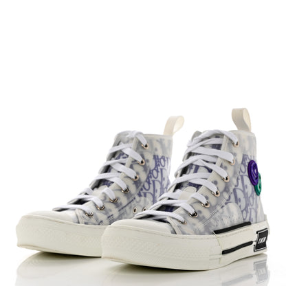 Christian Dior X KENNY SCARF Technical Canvas Oblique Patch Mens B23 High Top Sneakers 37 White Blue 3 of 9