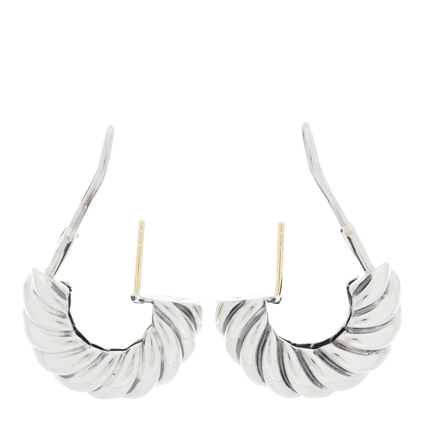 Sterling Silver Sculpted Cable Shrimp Earrings