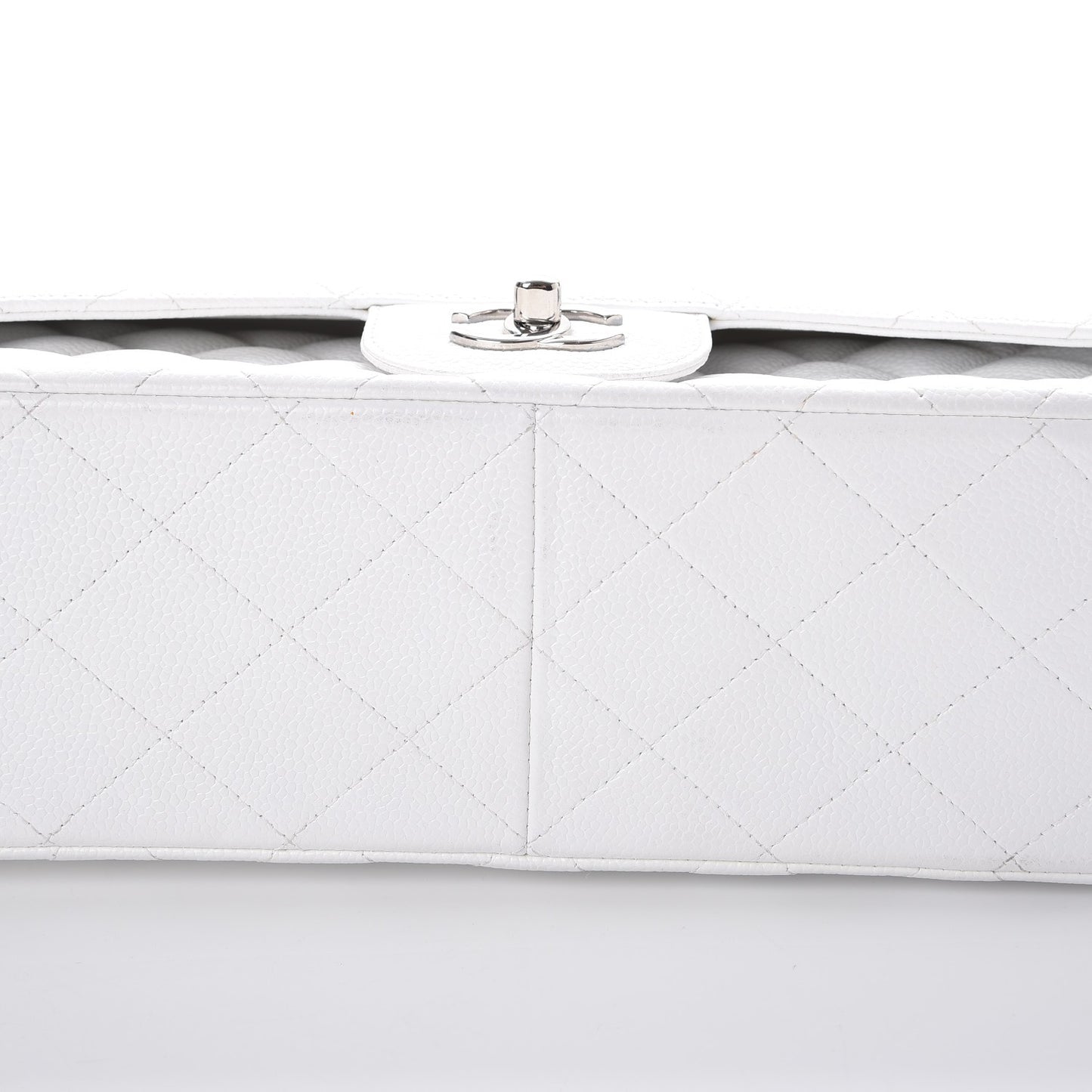 Caviar Quilted Jumbo Double Flap White