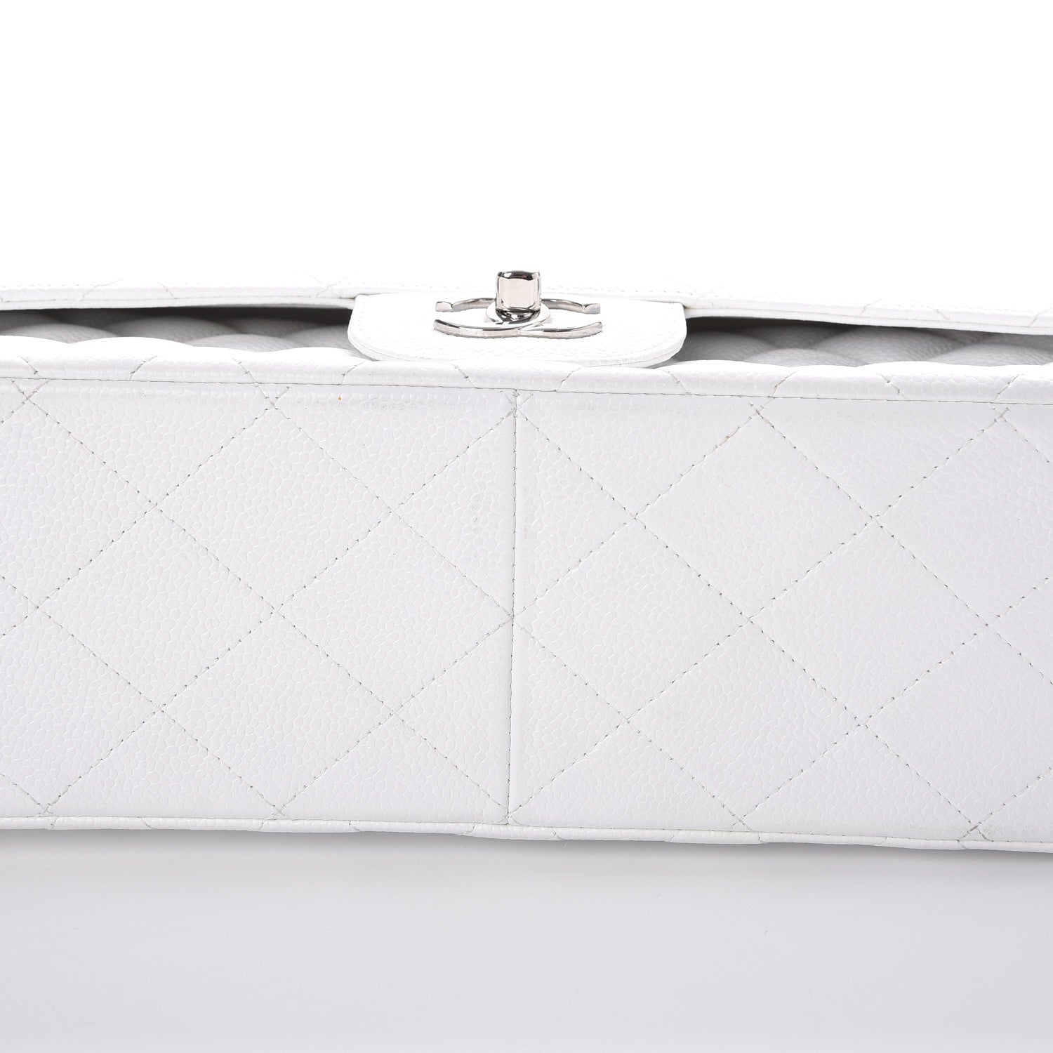 Chanel Caviar Quilted Jumbo Double Flap White 9 of 11