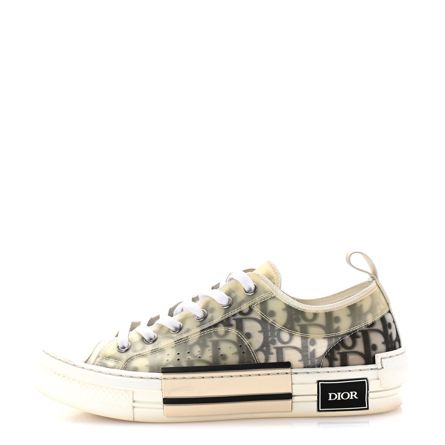 Christian Dior Technical Canvas Oblique Oblique B23 Low Top Sneakers 40 White Black 1 of 9