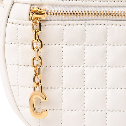 Celine Calfskin Quilted Small C Charm Bag White 9 of 11