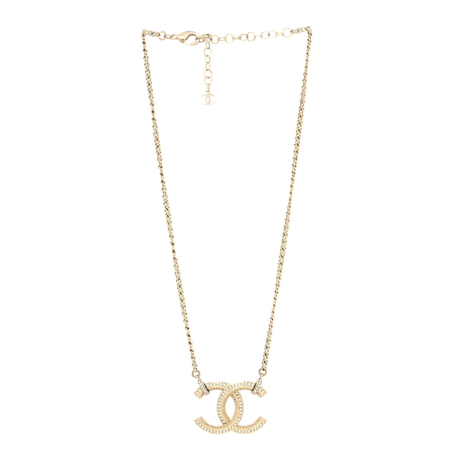 Chanel Crystal Logo CC Chain Necklace Gold 3 of 5