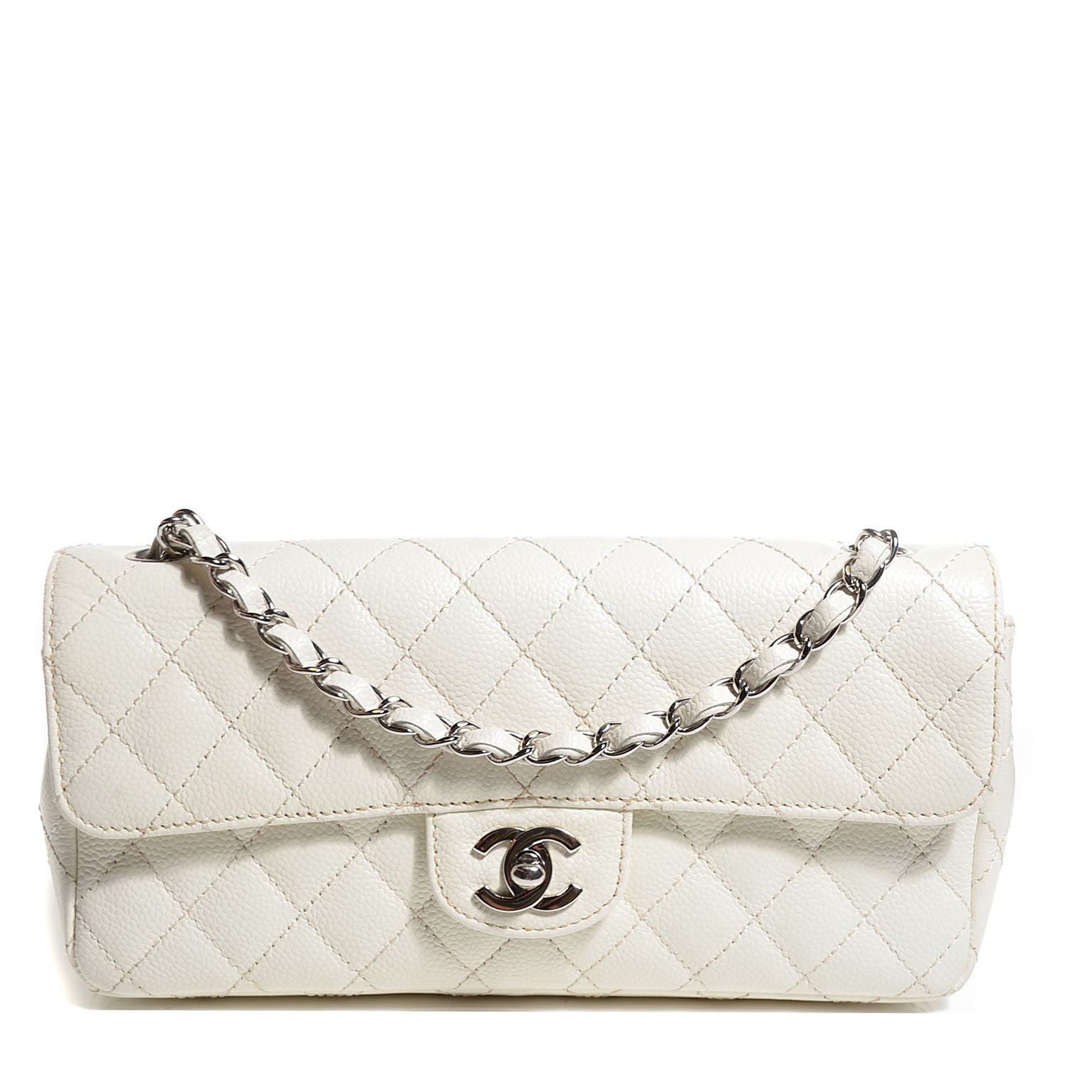 Chanel Caviar Quilted East West Flap White 1 of 8
