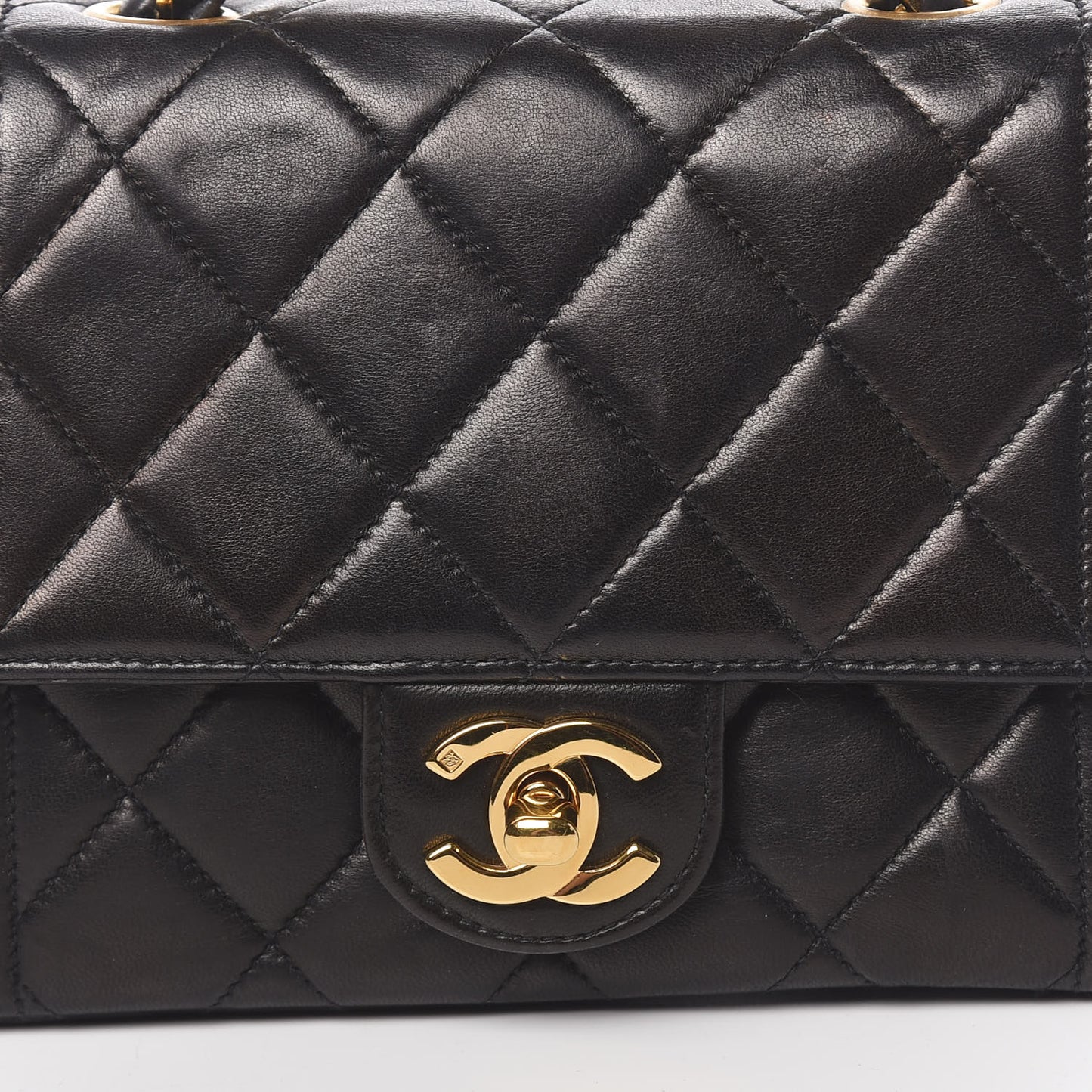 Lambskin Quilted Mini Square Flap Black