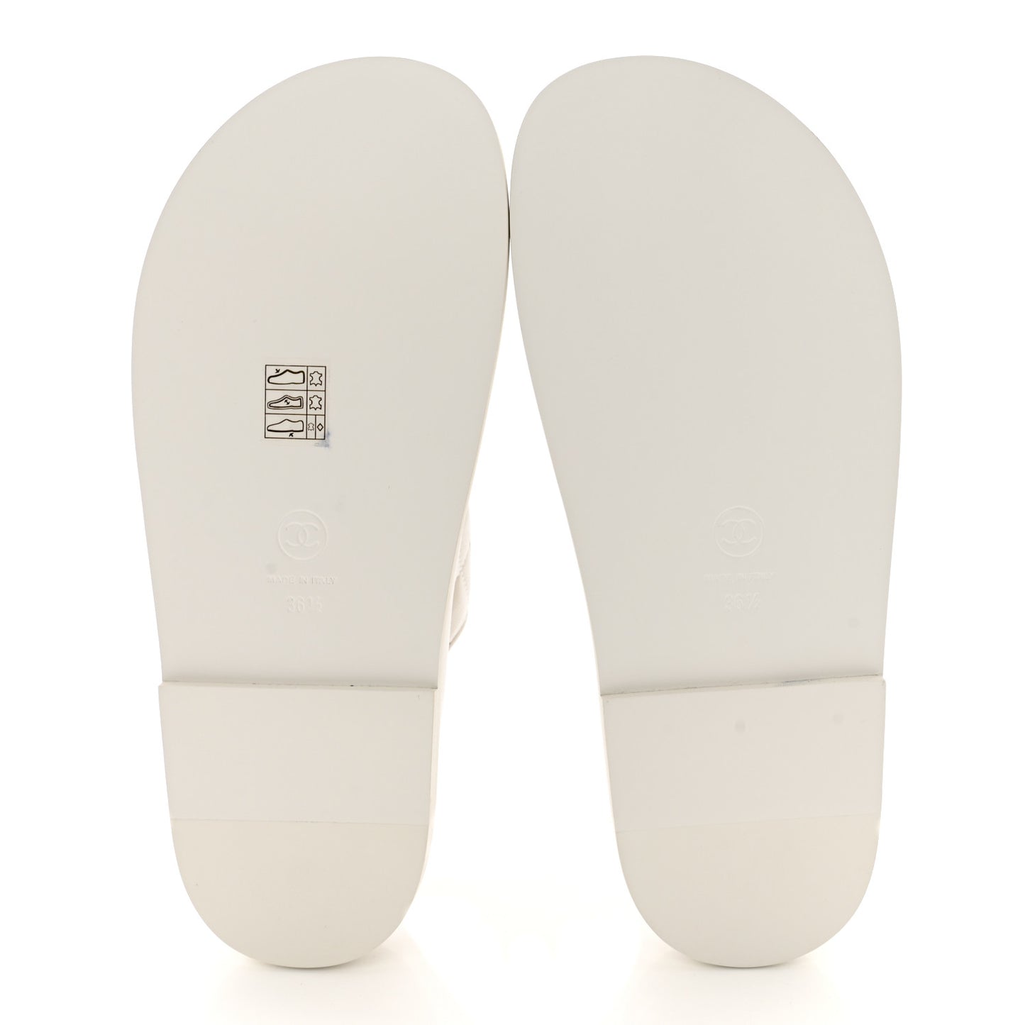 Lambskin Quilted Velcro Dad Chain CC Slide Sandals 36.5 White