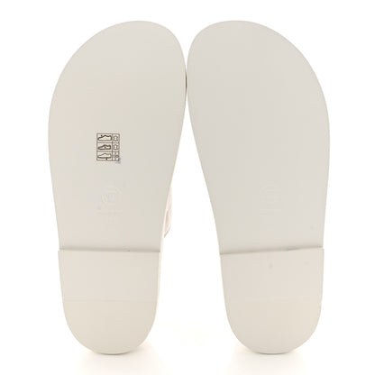 Chanel Lambskin Quilted Velcro Dad Chain CC Slide Sandals 36.5 White 5 of 10