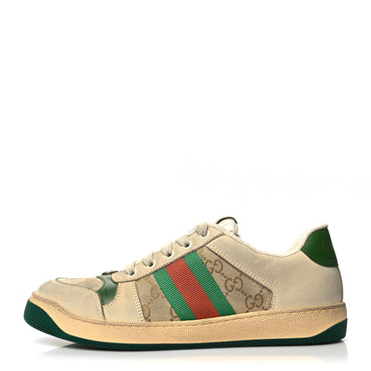 Gucci GG Monogram Nubuck Web Womens Screener Sneakers 39.5 New Sand Dusty Milk Vintage Green 1 of 12