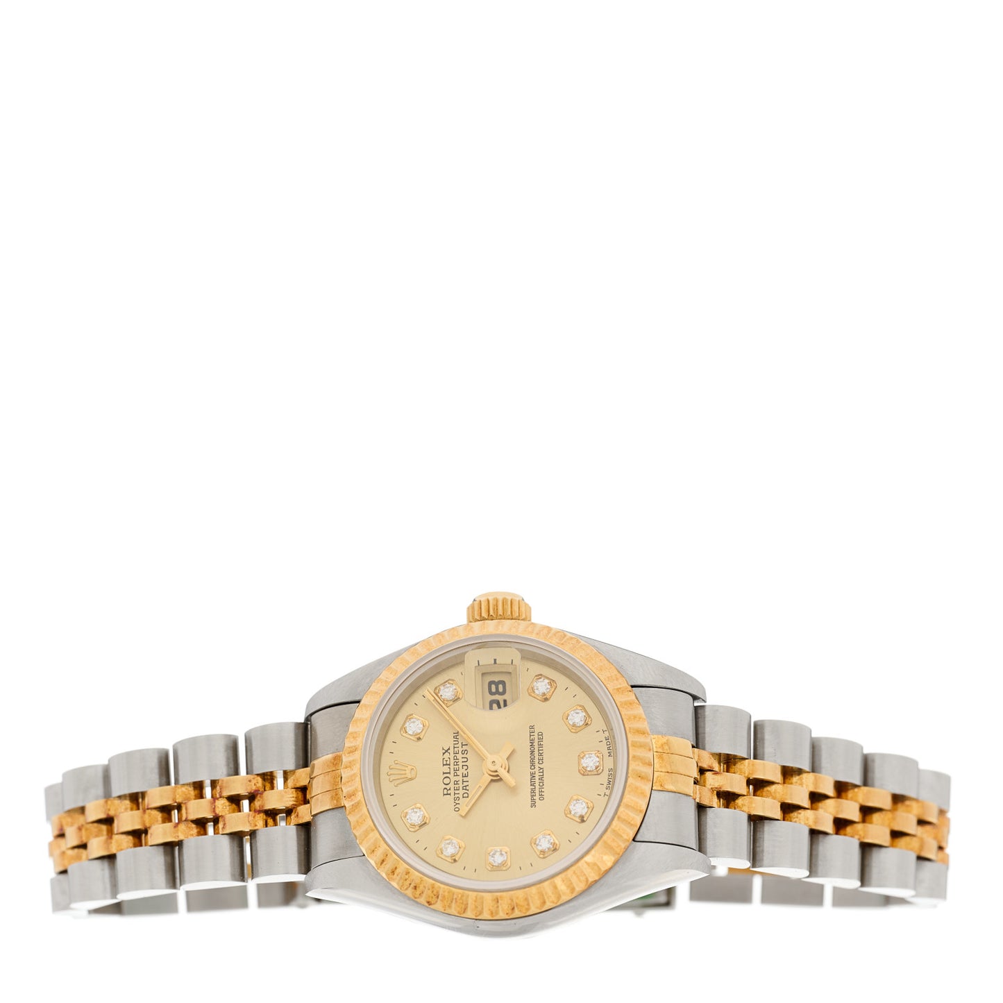 Stainless Steel 18K Yellow Gold Diamond 26mm Oyster Perpetual Datejust Watch Champagne 69173