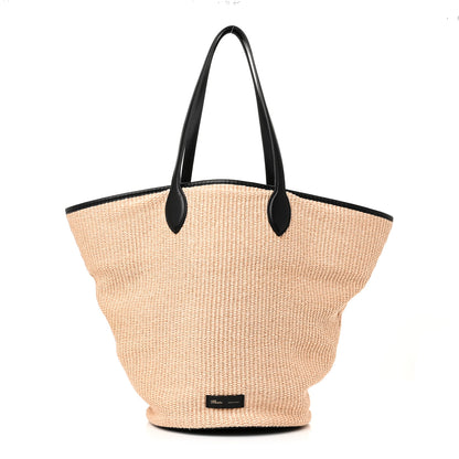 Khaite Raffia Calfskin Osa Medium Tote Natural Black 1 of 8
