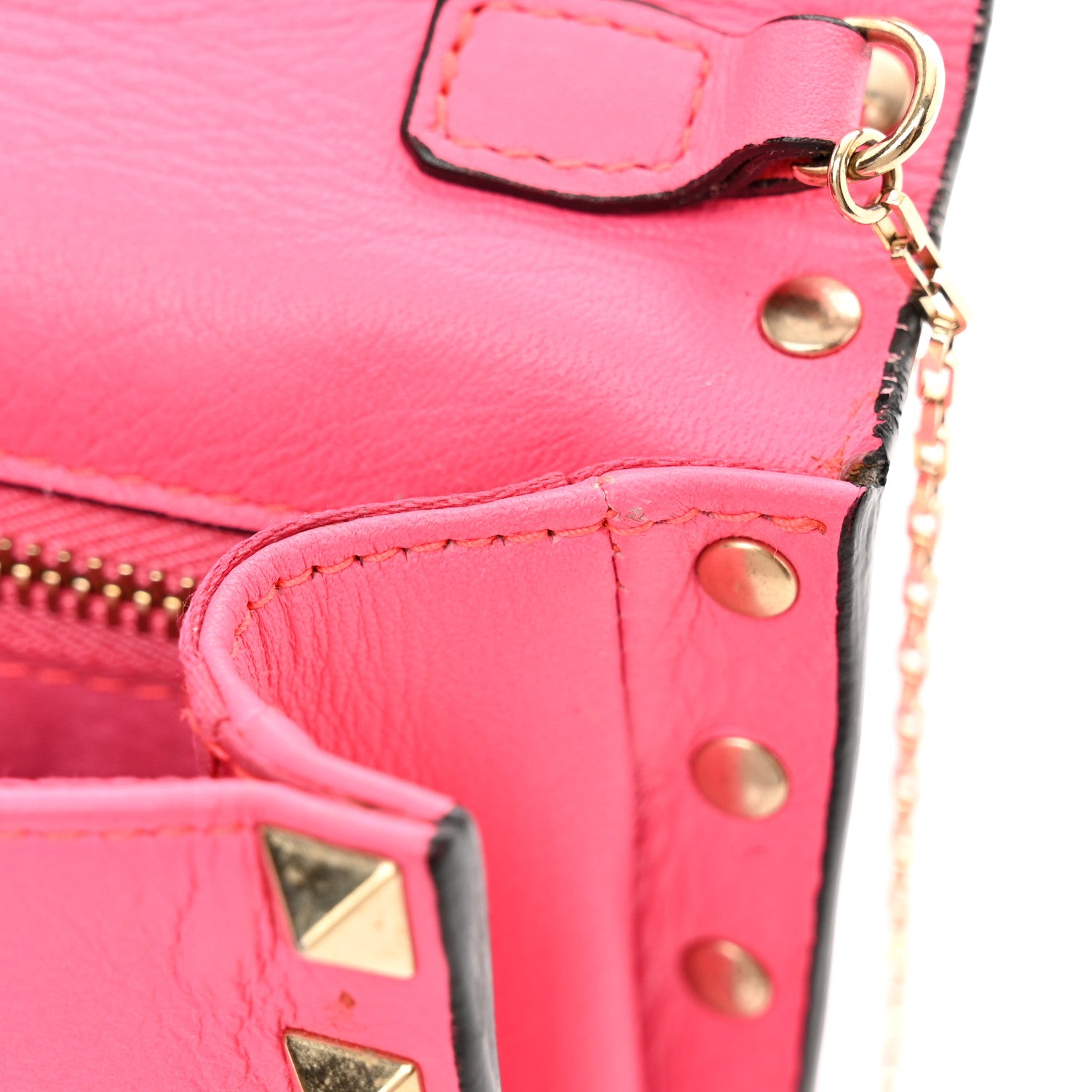 Valentino Garavani Vitello Rockstud Chain Flap Crossbody Bag Fuxia Fluo 8 of 11